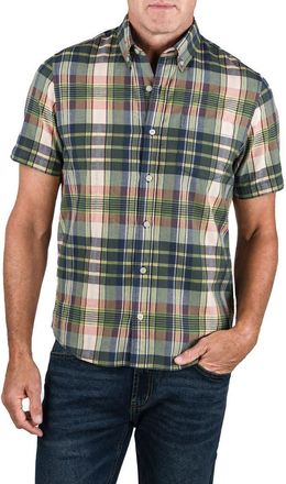Tailor Vintage Plaid Short Sleeve Button-Down Shirt in Greenwich Plaid at Nordstrom Rack, Size X-Large