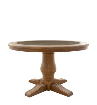 Moycor Mesa de comedor 4/6 personas de madera, rat&aacute;n y cristal d. 120 cm