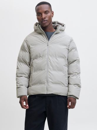 Jack & Jones Steppjacke JACK & JONES JJESOHO PUFFER HOOD SN, Herren, Gr. XL, grau (dove), Web, Obermaterial: 100% Polyester, unifarben, regular fit, hoch geschloss