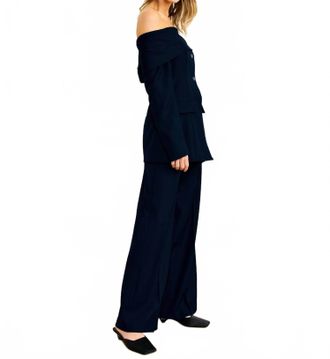 Line & Dot Derrick Wide Leg Pant In Navy