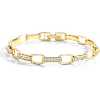 Mint & Lily Interlinked Cubic Zirconia Paperclip Bracelet in 18K Gold Plated at Nordstrom, Size 7