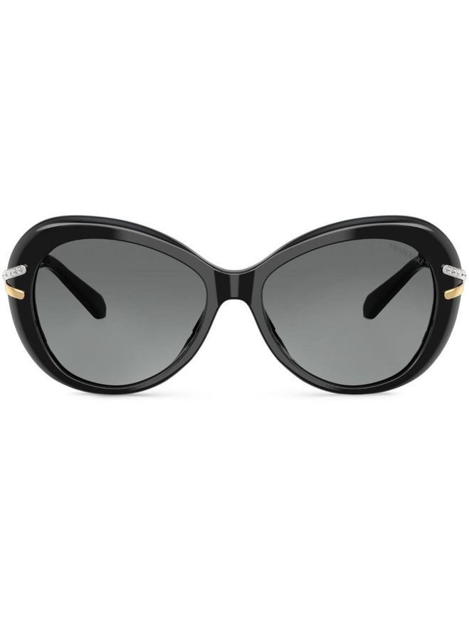 crystal-embellished oversize sunglasses - Black