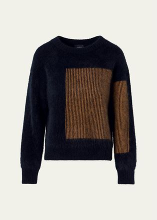 Akris Cloud Cashmere Oro Lienzo Jacquard Crewneck Sweater