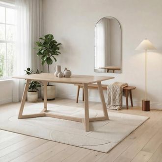 Furniturebox Lulworth Rectangular Whitewashed Wood 6 Seater Dining Table in Black