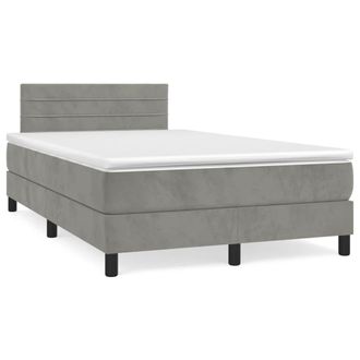 vidaXL Vidaxl - Cama Box Spring Con Colch&oacute;n Terciopelo Gris Claro 120x190 Cm