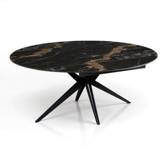 Oresteluchetta Mesa extensible cer&aacute;mica/acero calacatta negro-gris 76x90-160x160