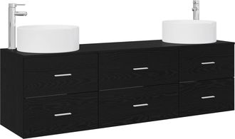 vidaXL Juego De Muebles De Ba&ntilde;o 3 Uds. Negro 49,5 X 44,5 X 65,5 Cm Vidaxl
