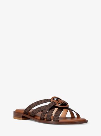 Michael Kors Erika Signature Logo and Leather Sandal