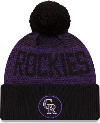 New Era Colorado Rockies Authentic Collection Cuff Knit Pom Beanie Hat Purple, Purple, One size