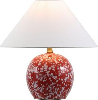 Jonathan Y Designs Felice Cottage Floral Ceramic Globe LED Table Lamp in Red/white at Nordstrom