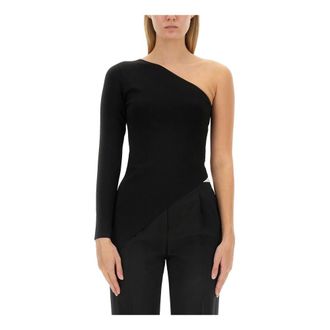 Alexander Wang Asymmetrical One-Shoulder Pullover - female - Alexander Wang - Long Sleeve T-Shirts - Black - M - Tops