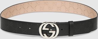 Gucci Belt With Interlocking G Buckle, Size Gucci 100, Black, Leather