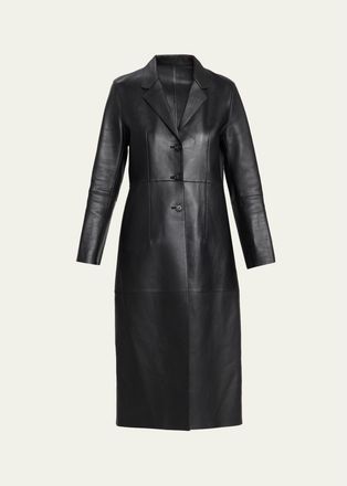 Toteme Leather Slim Long Coat