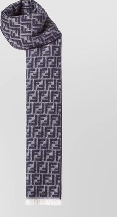 Fendi geometric pattern scarf fringed ends