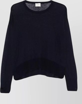 Closed fine-knit semi-sheer wool crewneck sweater