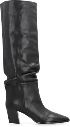 Jimmy Choo London Womens Leather Boots With Sculptural Heel Black Calf