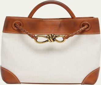 Bottega Veneta Small Andiamo Washed Canvas Top-Handle Bag