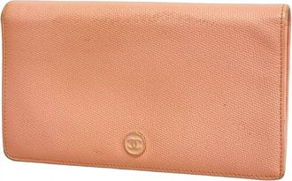 Chanel Pink Leather Long Wallet (Bi-Fold) (Pre-Owned)