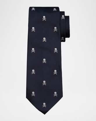 Ralph Lauren Purple Label Skull-and-Bones Silk Repp Tie