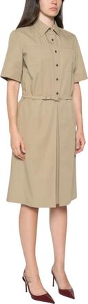 Fendi Shirt Dress - Dames - Shirt Kleedjes - Beige - M - Katoen - Kleedjes