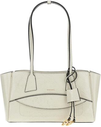 Hidesins White Shopper S Glossy Leather Shoulder Bag