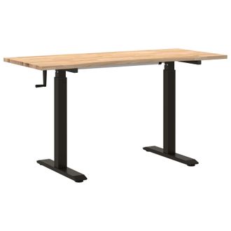 vidaXL Escritorio Negro Y Natural 140 X 60 Cm Madera De Roble S&oacute;lido Vidaxl