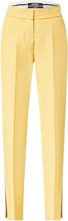 Jacquemus High Rise Straight Leg Pants - Dames - Straight fit broeken - Geel - XS - Katoen - Broeken