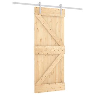 Berkfield Home Sliding Door with Hardware Set 85x210 cm Solid Wood Pine in Natural