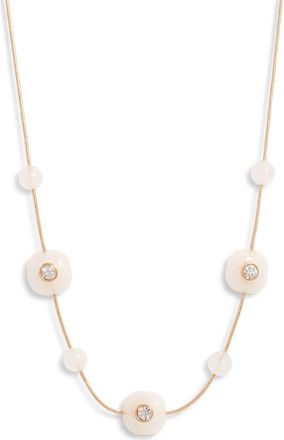 Nordstrom Crystal & White Jade Stationary Necklace in Clear- White- Gold at Nordstrom
