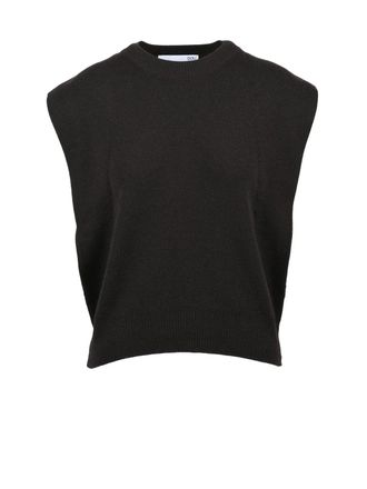 Douuod Brown Wool-Blend Ribbed Vest