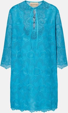 Valentino Broderie anglaise silk-trimmed cotton kaftan