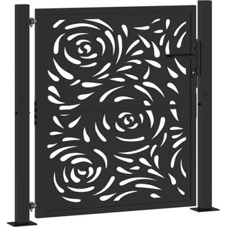vidaXL Puerta De Jard&iacute;n Dise&ntilde;o Llama Acero Negro 105x106 Cm Vidaxl