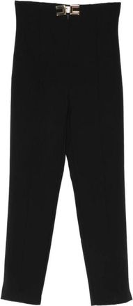 Elisabetta Franchi Logo-detail Tailored Broeken - Dames - Vrijetijds broeken - Zwart - S - Polyester - Broeken