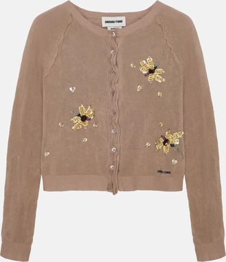 Shushu/Tong Cardigan Con Motivi Floreali E Perline