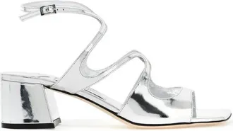 Jimmy Choo London Azilia 45 Silver Metallic Sandals, Brand Size 35 ( US Size 5 )