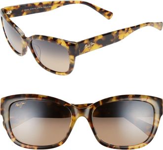 Maui Jim Plumeria 55mm PolarizedPlus2 Cat Eye Sunglasses in Tokyo Tortoise/bronze at Nordstrom