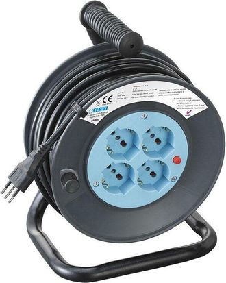 No Brand No Brand - Carrete De Cable Alargador 15 Metros Toma Shuko 3x15 Fervi A010/15