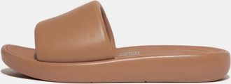 FitFlop Fitflop Womens Fit Flop iQuishion D-Luxe Padded Sliders in Tan Leather - Size UK 5