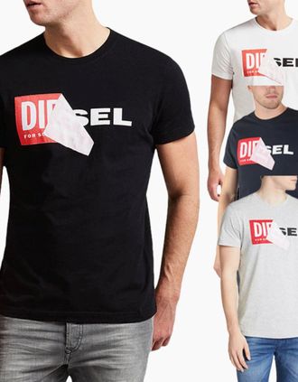 Diesel Mens DIESEL T DIEGO QA Mens T Shirt Short Sleeve Crew Neck Slim Fit Casual Cotton Tee - Black - Size: 40