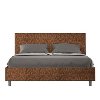 ITYhome Letto Matrimoniale Con Rete Imbottito 160x190 Tessuto Era 4 Arancio Adele