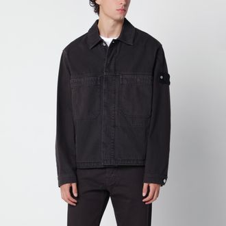 Stone Island Giacca coach bordeaux scuro in denim leggero