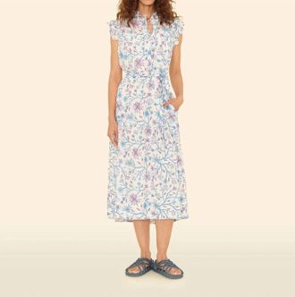 Xirena April Midi Dress In Ivory Blue