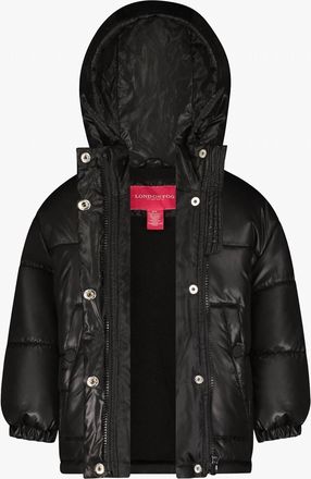 London Fog Girls Zip-Front Heavy Weight Puffer Jacket In Black