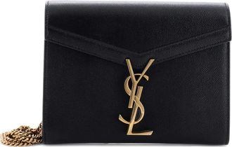 Saint Laurent Cassandra Chain Wallet Leather Mini crossbody bag - Zwart