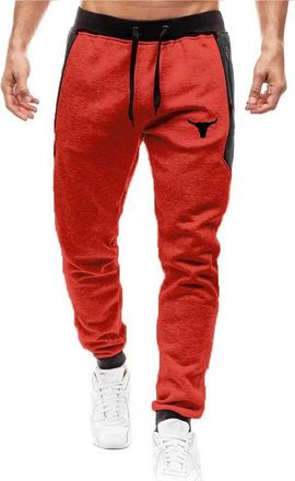 Generic Red Man Color Block Pants Sweat Pants for Man Track Athletic Lounge Jogger Straight Leg Long Cuff Leg Fall Summer 2025 Clothing Regular Fit XL