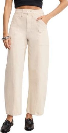 Good American Cotton Blend Canvas Crop Barrel Leg Pants at Nordstrom Rack, Size 10