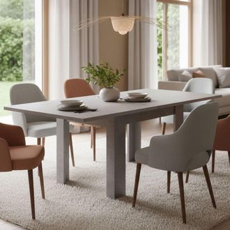 Dmora Mesa De Comedor Con Apertura Para Libros, Made In Italy, Consola Auxiliar De Cocina, Mesa Extensible, Cm 90x90h75, Color Gris Ceniza, Con Embalaje Ref