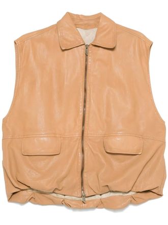 Salvatore Santoro leather gilet - women - Viscose/Sheepskin - 40 - Brown
