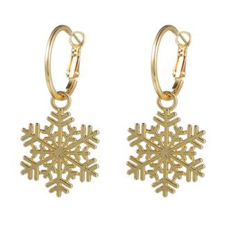Generic Elegant Snowflake Earrings Winter Holiday Dangle Drop Floral Hollow Out Design Women Fashion Jewelry (Gold, One Size)