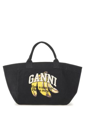 Ganni Banana Print Xxl Tote Bag